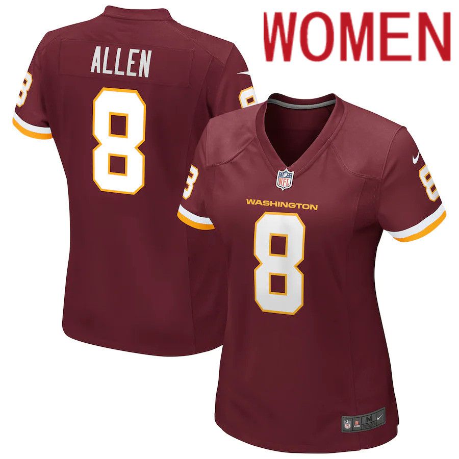 Women Washington Redskins 8 Kyle Allen Nike Burgundy Game Player NFL Jersey